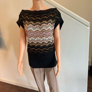 Missoni Off-the-Shoulder Chevron Sweater - Black, Nude and Cream